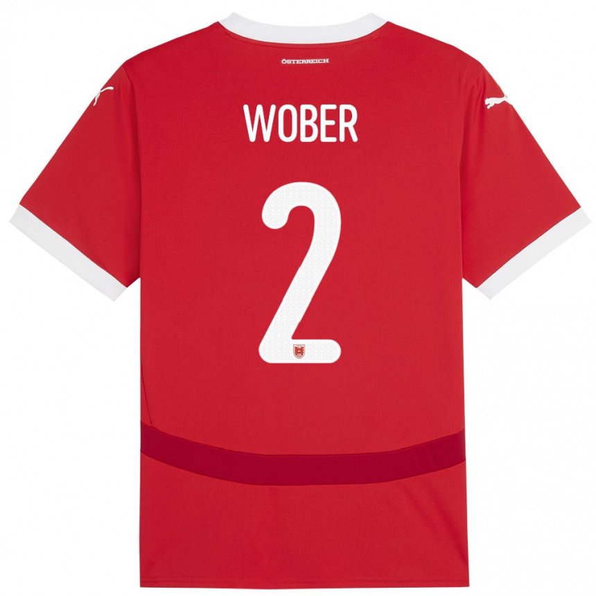 Moteriškas Austrija Maximilian Wöber #2 Raudona Namų Marškinėliai 24-26 T-Shirt