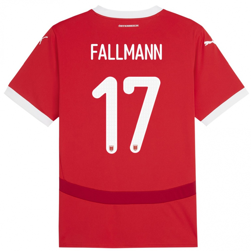 Moteriškas Austrija Pascal Fallmann #17 Raudona Namų Marškinėliai 24-26 T-Shirt