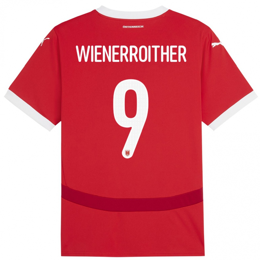 Moteriškas Austrija Katja Wienerroither #9 Raudona Namų Marškinėliai 24-26 T-Shirt