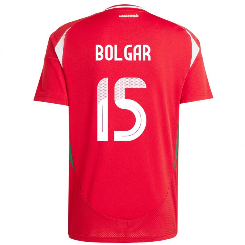 Moteriškas Vengrija Botond Bolgár #15 Raudona Namų Marškinėliai 24-26 T-Shirt