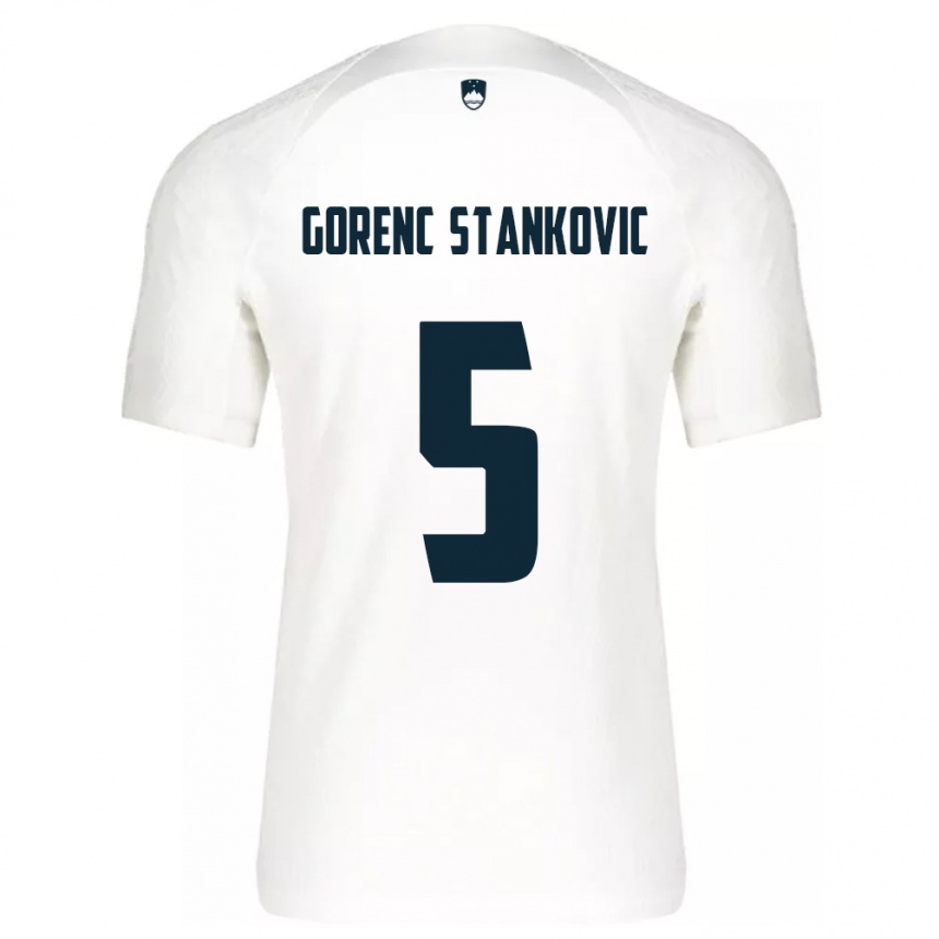 Moteriškas Slovėnija Jon Gorenc Stankovic #5 Baltas Namų Marškinėliai 24-26 T-Shirt