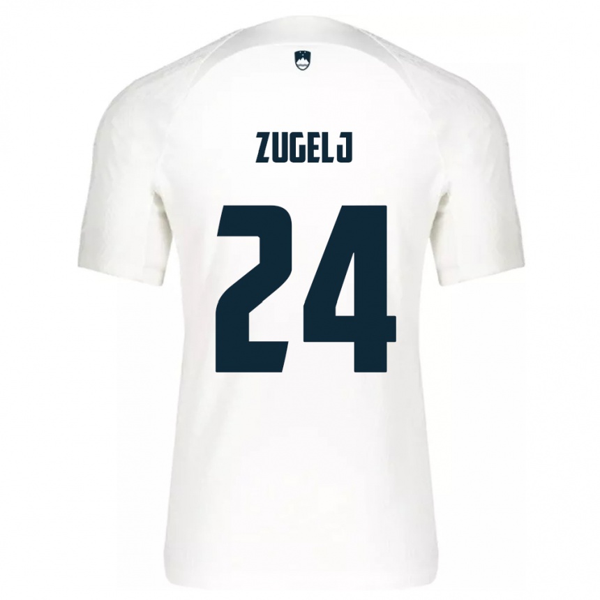 Moteriškas Slovėnija Nino Zugelj #24 Baltas Namų Marškinėliai 24-26 T-Shirt