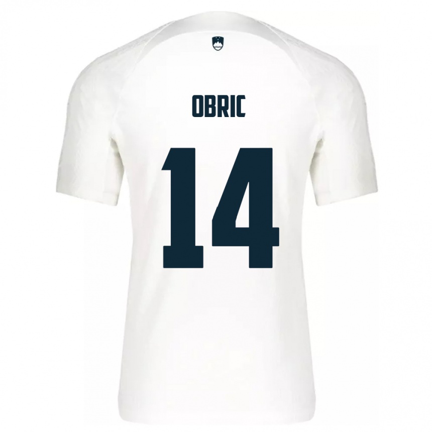Moteriškas Slovėnija Relja Obric #14 Baltas Namų Marškinėliai 24-26 T-Shirt