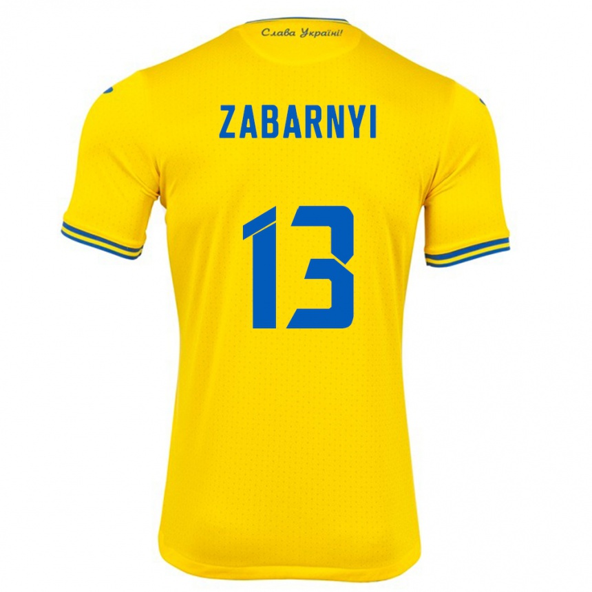 Moteriškas Ukraina Ilya Zabarnyi #13 Geltona Namų Marškinėliai 24-26 T-Shirt