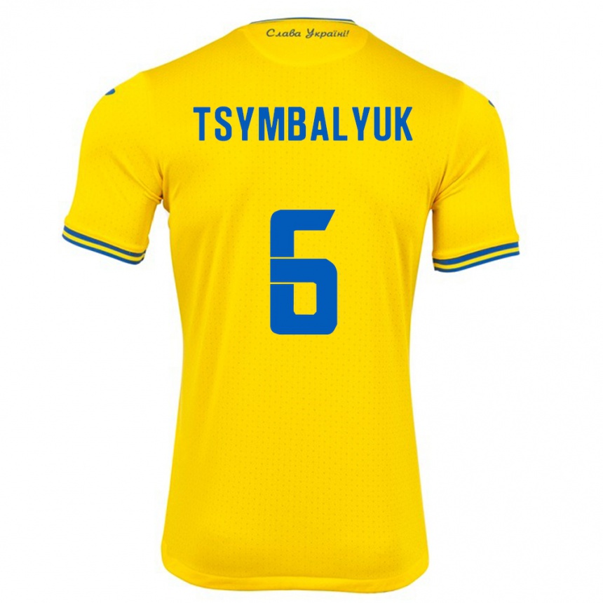 Moteriškas Ukraina Maksym Tsymbalyuk #6 Geltona Namų Marškinėliai 24-26 T-Shirt