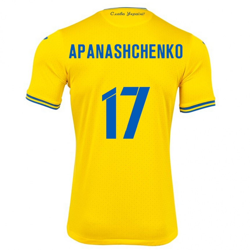 Moteriškas Ukraina Daryna Apanashchenko #17 Geltona Namų Marškinėliai 24-26 T-Shirt