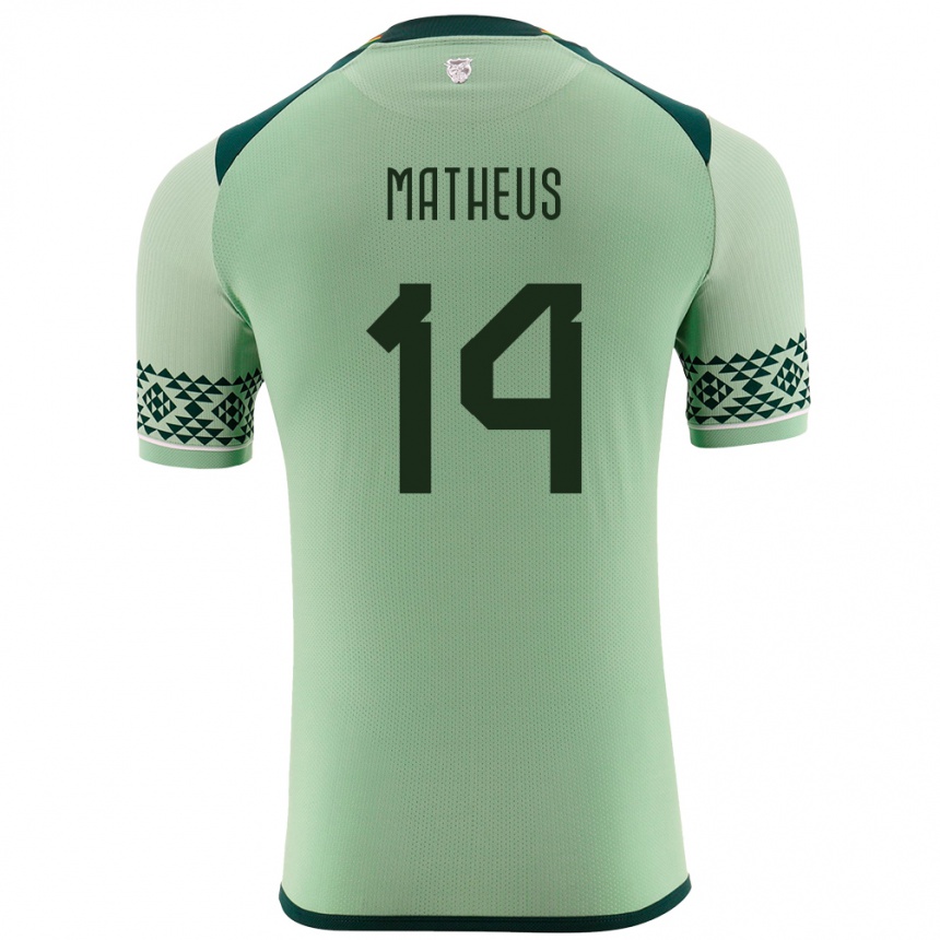 Moteriškas Bolivija Robson Matheus #14 Šviesiai Žalia Namų Marškinėliai 24-26 T-Shirt