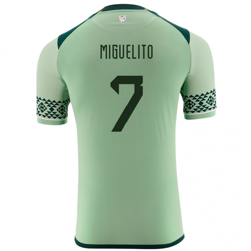 Moteriškas Bolivija Miguelito #7 Šviesiai Žalia Namų Marškinėliai 24-26 T-Shirt