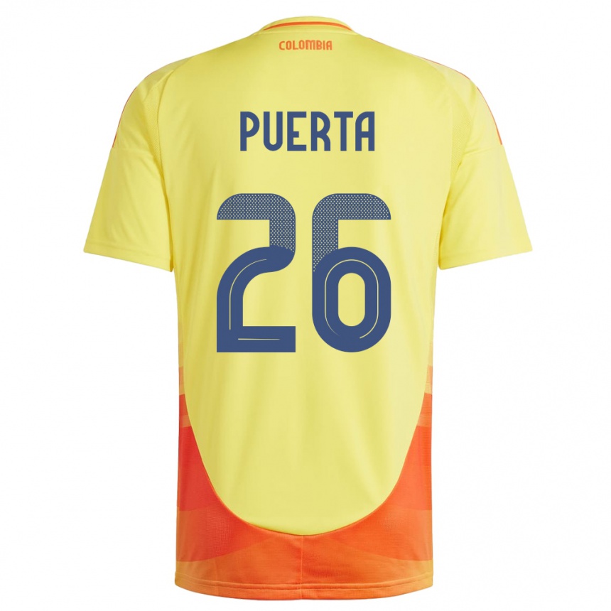 Moteriškas Kolumbija Gustavo Puerta #26 Geltona Namų Marškinėliai 24-26 T-Shirt