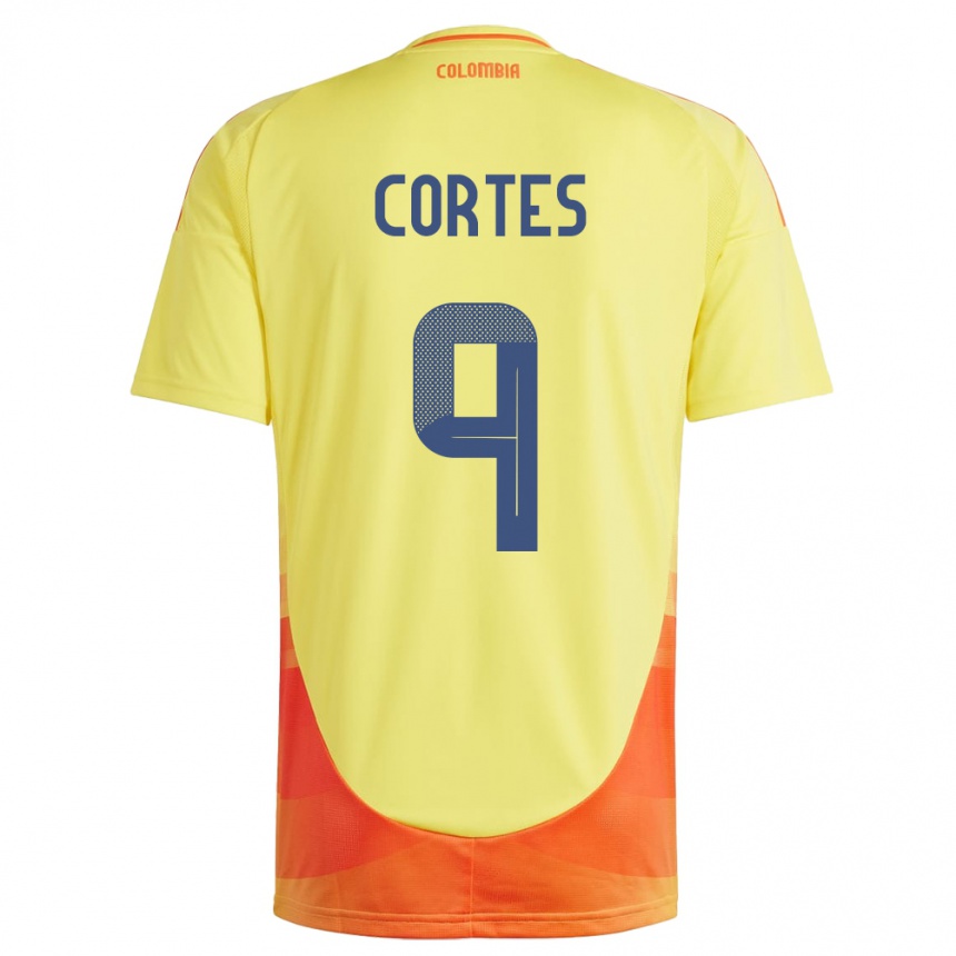 Moteriškas Kolumbija Carlos Cortés #9 Geltona Namų Marškinėliai 24-26 T-Shirt
