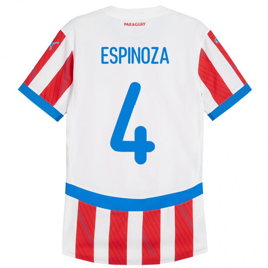 Moteriškas Paragvajus Matías Espinoza #4 Balta Raudona Namų Marškinėliai 24-26 T-Shirt