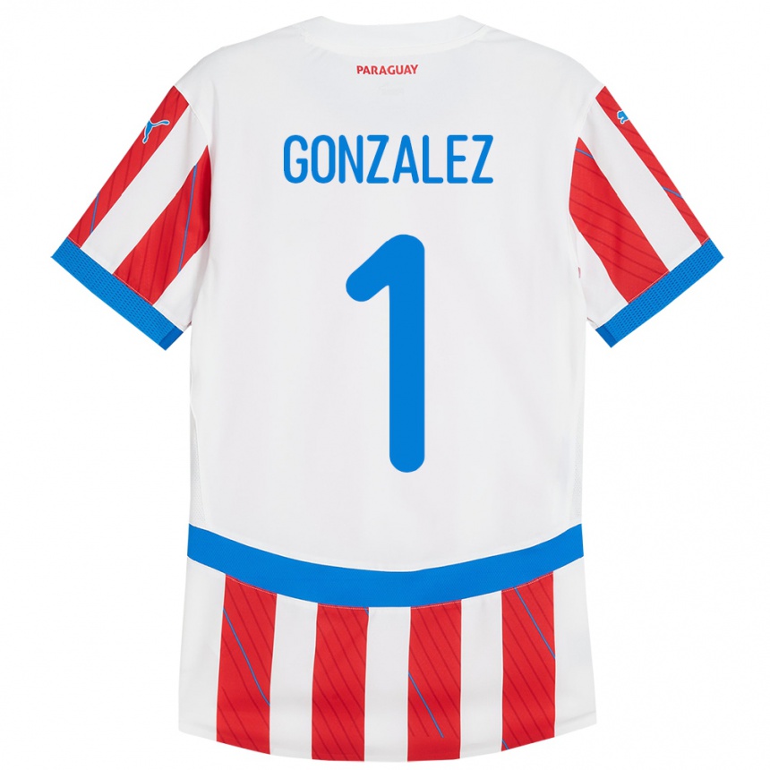 Moteriškas Paragvajus Ángel González #1 Balta Raudona Namų Marškinėliai 24-26 T-Shirt