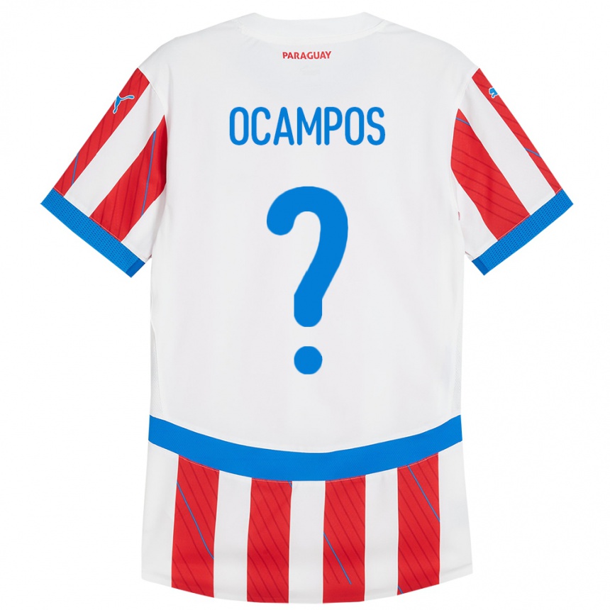 Moteriškas Paragvajus Santiago Ocampos #0 Balta Raudona Namų Marškinėliai 24-26 T-Shirt