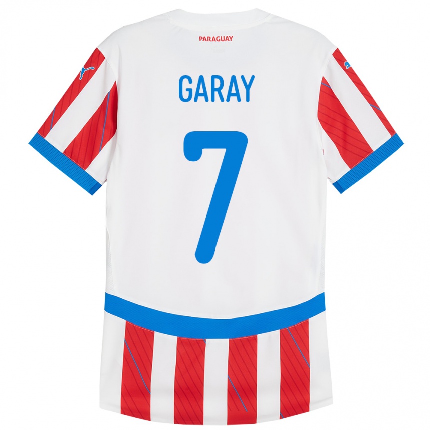 Moteriškas Paragvajus Griselda Garay #7 Balta Raudona Namų Marškinėliai 24-26 T-Shirt