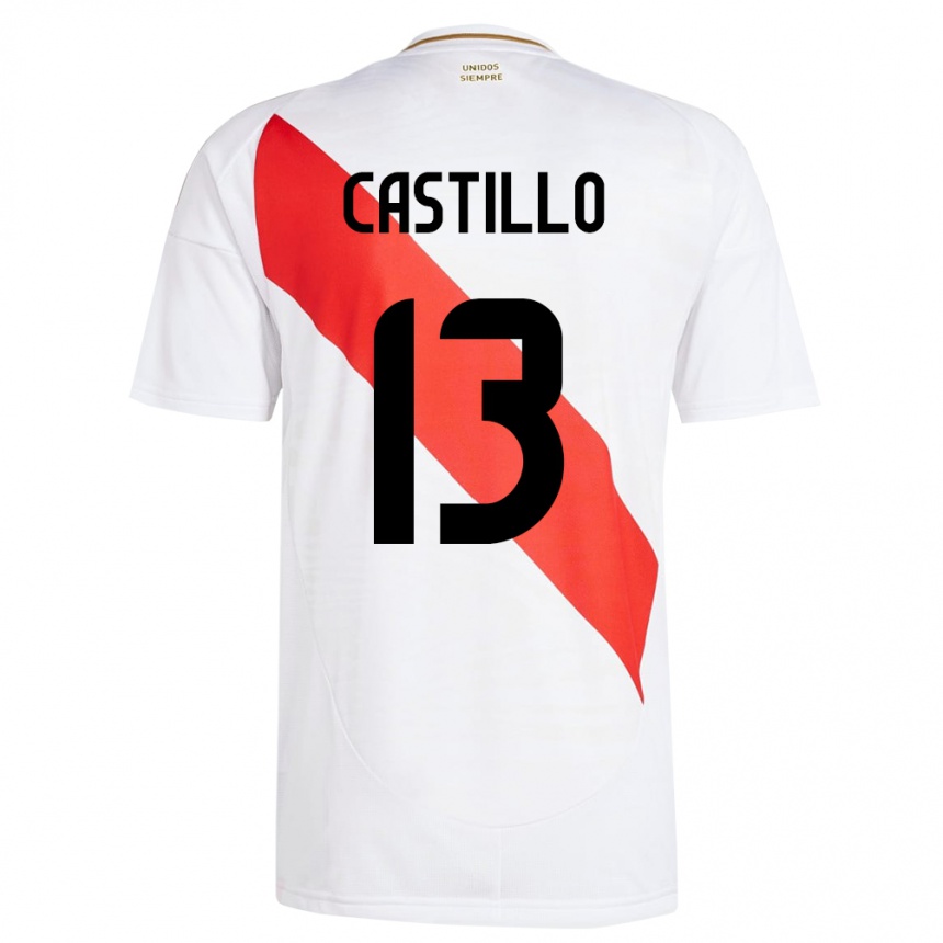 Moteriškas Peru Jesús Castillo #13 Baltas Namų Marškinėliai 24-26 T-Shirt