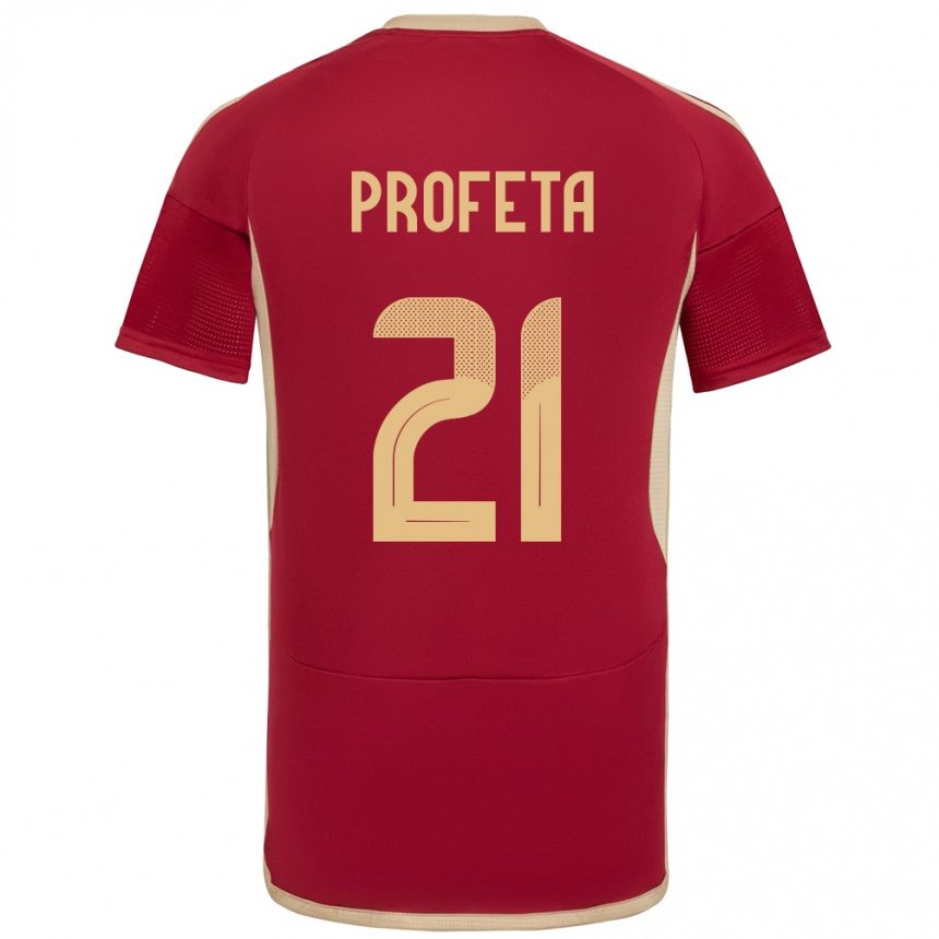 Moteriškas Venesuela Nicola Profeta #21 Burgundija Namų Marškinėliai 24-26 T-Shirt