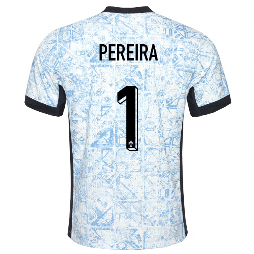 Moteriškas Portugalija Ines Pereira #1 Kreminė Mėlyna Išvykos Marškinėliai 24-26 T-Shirt