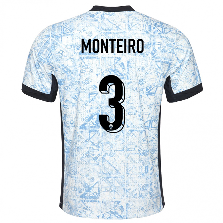 Moteriškas Portugalija Diogo Monteiro #3 Kreminė Mėlyna Išvykos Marškinėliai 24-26 T-Shirt