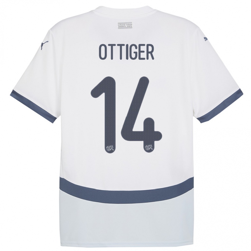 Moteriškas Šveicarija Severin Ottiger #14 Baltas Išvykos Marškinėliai 24-26 T-Shirt