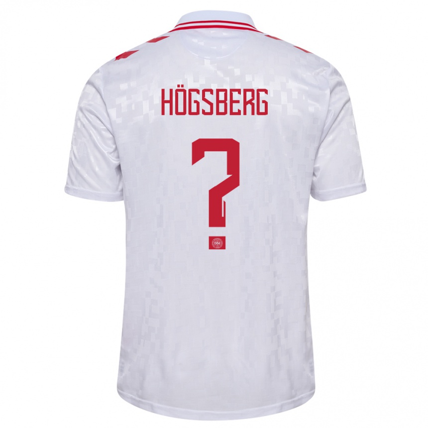 Moteriškas Danija Lucas Högsberg #0 Baltas Išvykos Marškinėliai 24-26 T-Shirt