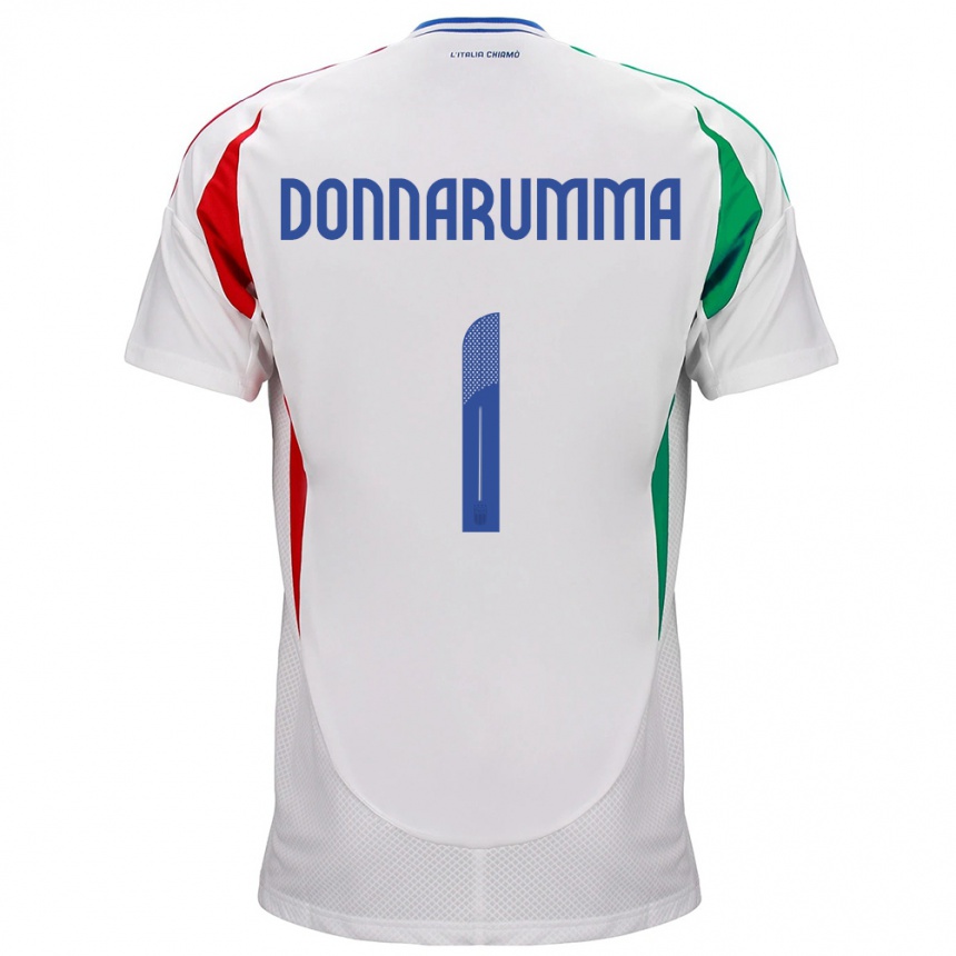 Moteriškas Italija Gianluigi Donnarumma #1 Baltas Išvykos Marškinėliai 24-26 T-Shirt