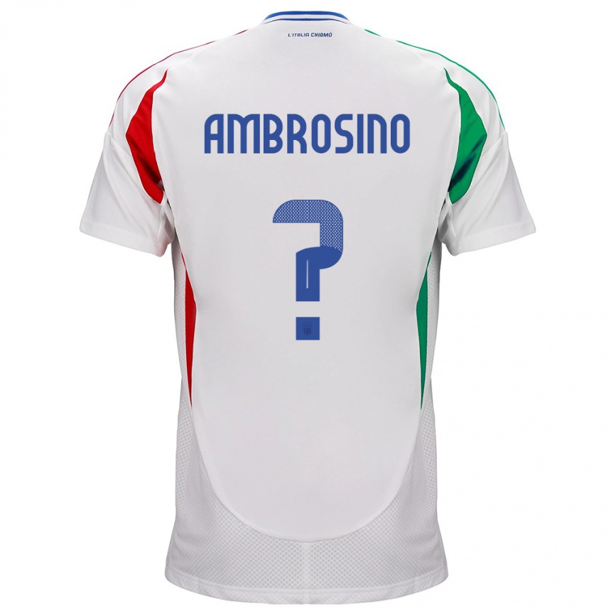 Moteriškas Italija Giuseppe Ambrosino #0 Baltas Išvykos Marškinėliai 24-26 T-Shirt