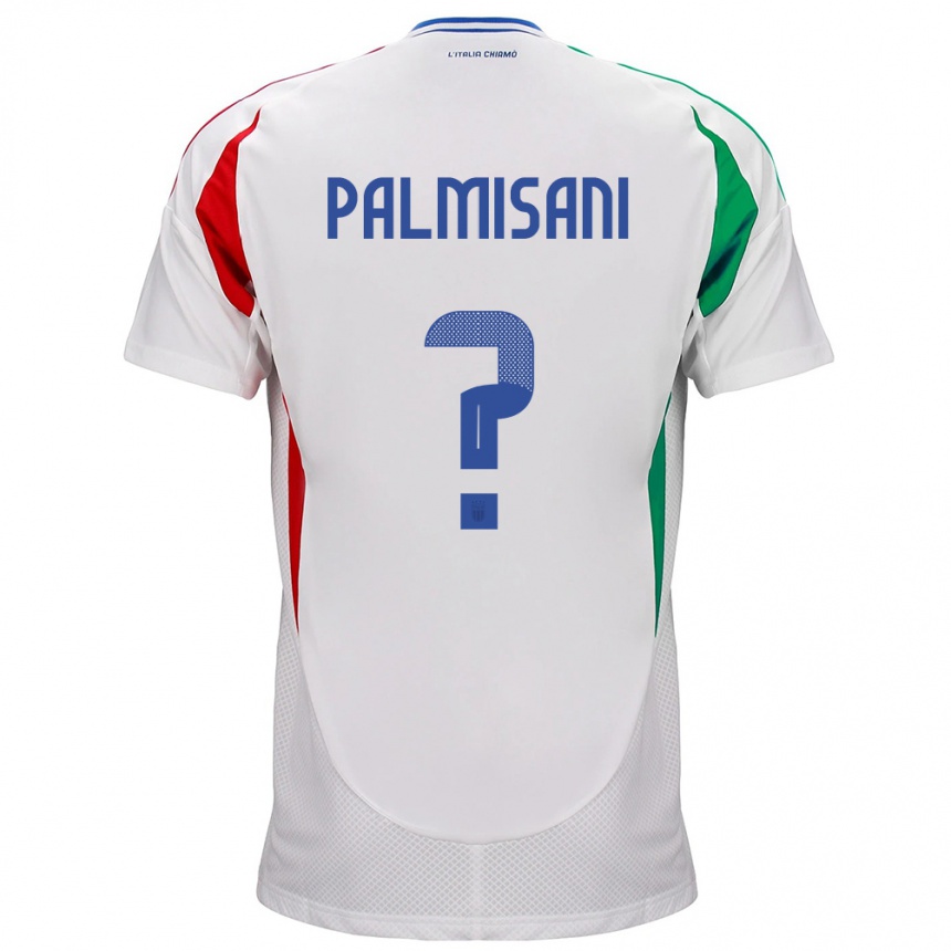 Moteriškas Italija Lorenzo Palmisani #0 Baltas Išvykos Marškinėliai 24-26 T-Shirt