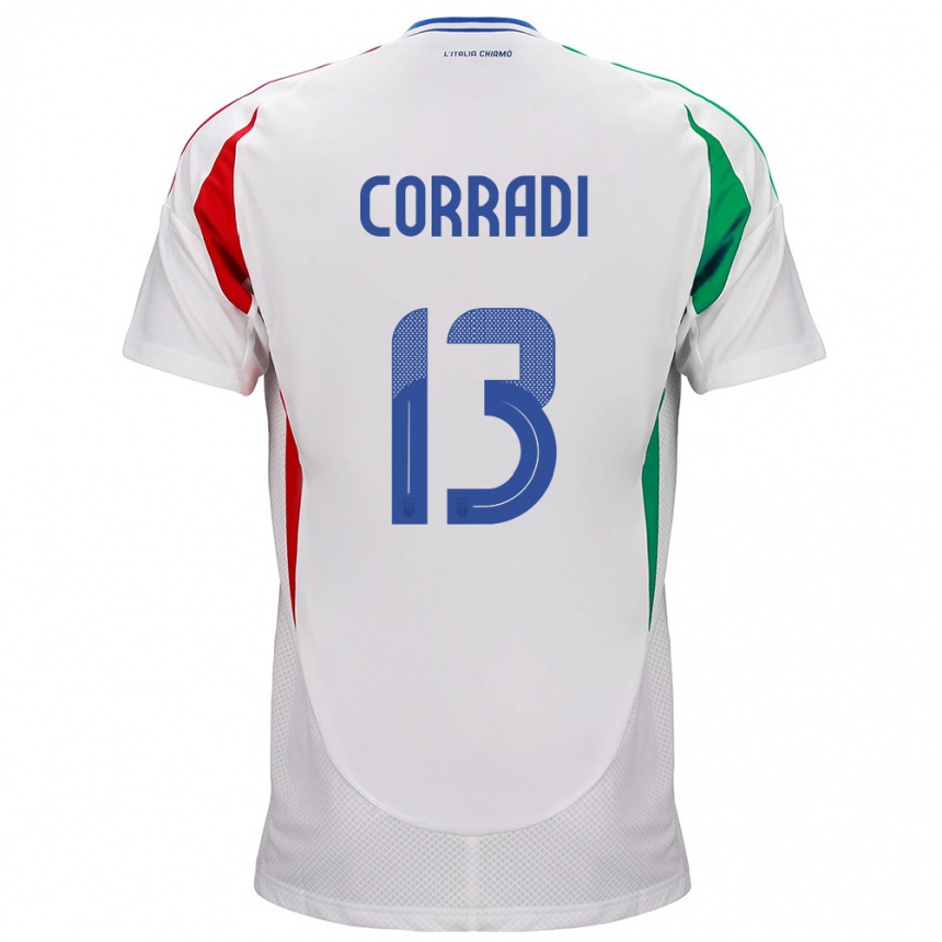 Moteriškas Italija Christian Corradi #13 Baltas Išvykos Marškinėliai 24-26 T-Shirt