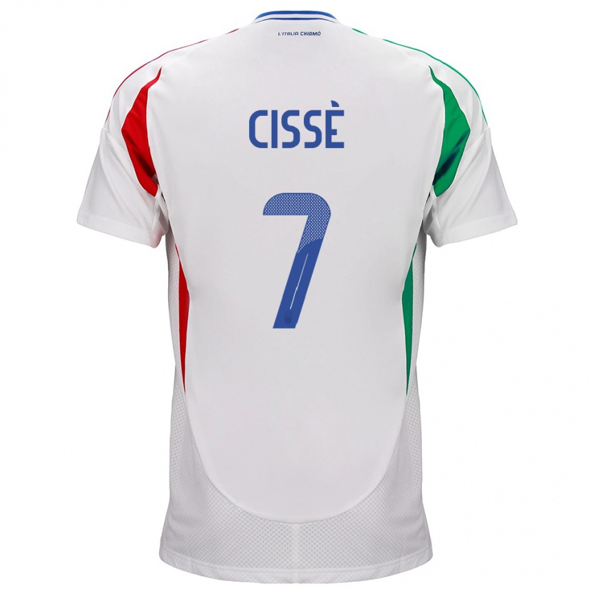 Moteriškas Italija Alphadjo Cissè #7 Baltas Išvykos Marškinėliai 24-26 T-Shirt