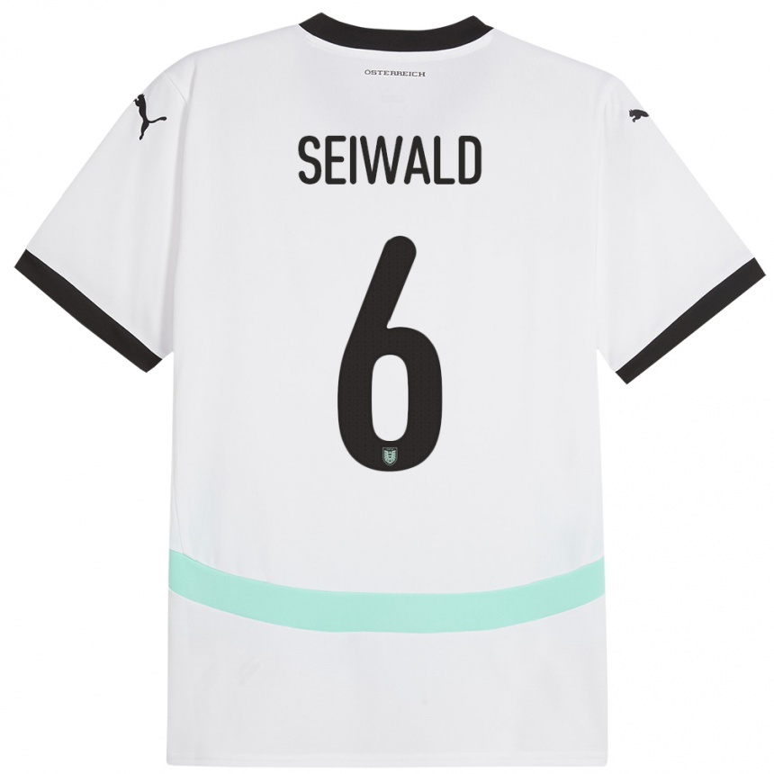 Moteriškas Austrija Nicolas Seiwald #6 Baltas Išvykos Marškinėliai 24-26 T-Shirt