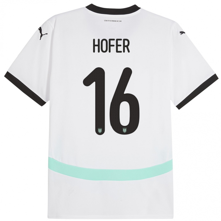 Moteriškas Austrija Raphael Hofer #16 Baltas Išvykos Marškinėliai 24-26 T-Shirt