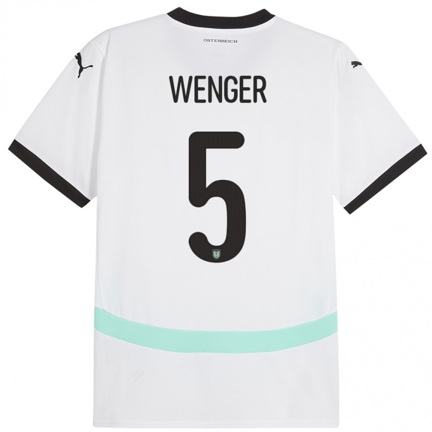 Moteriškas Austrija Claudia Wenger #5 Baltas Išvykos Marškinėliai 24-26 T-Shirt