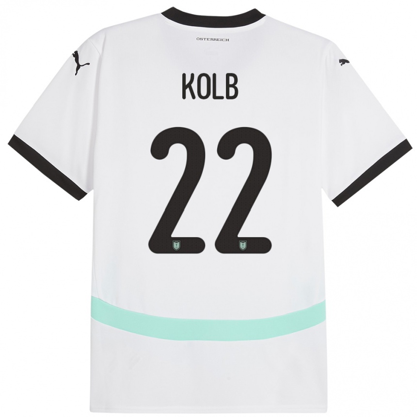 Moteriškas Austrija Lisa Kolb #22 Baltas Išvykos Marškinėliai 24-26 T-Shirt