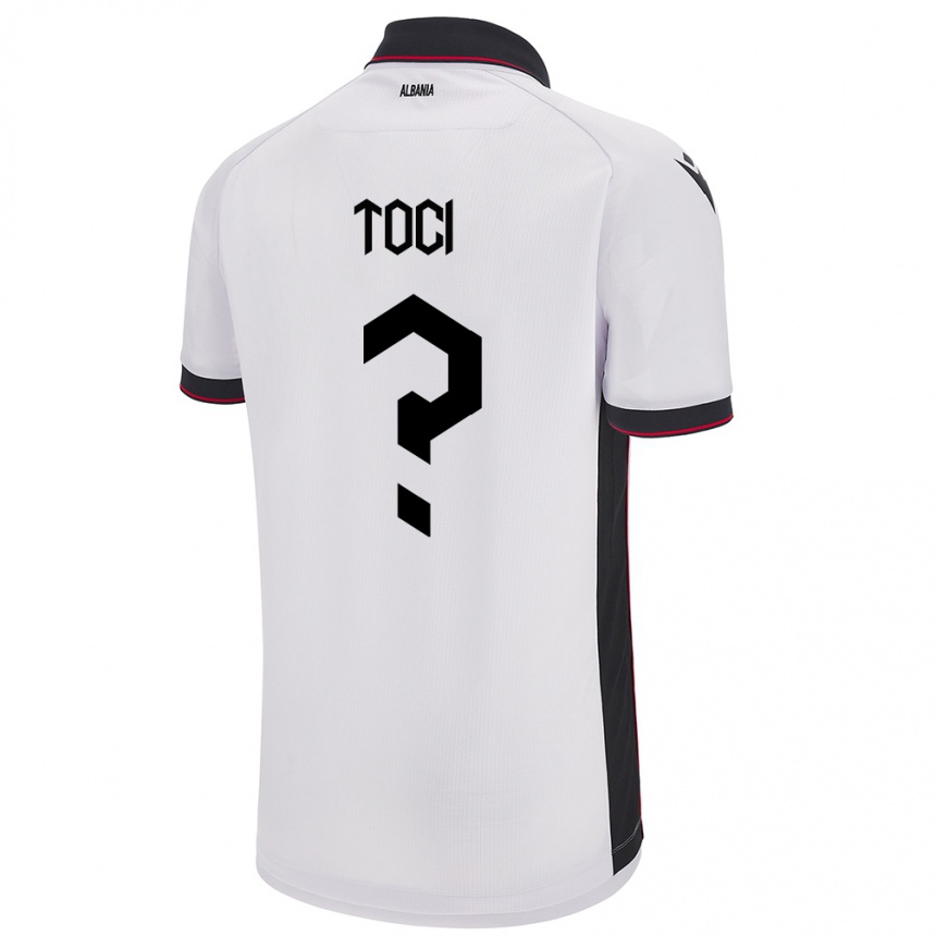 Moteriškas Albanija Eljon Toci #0 Baltas Išvykos Marškinėliai 24-26 T-Shirt