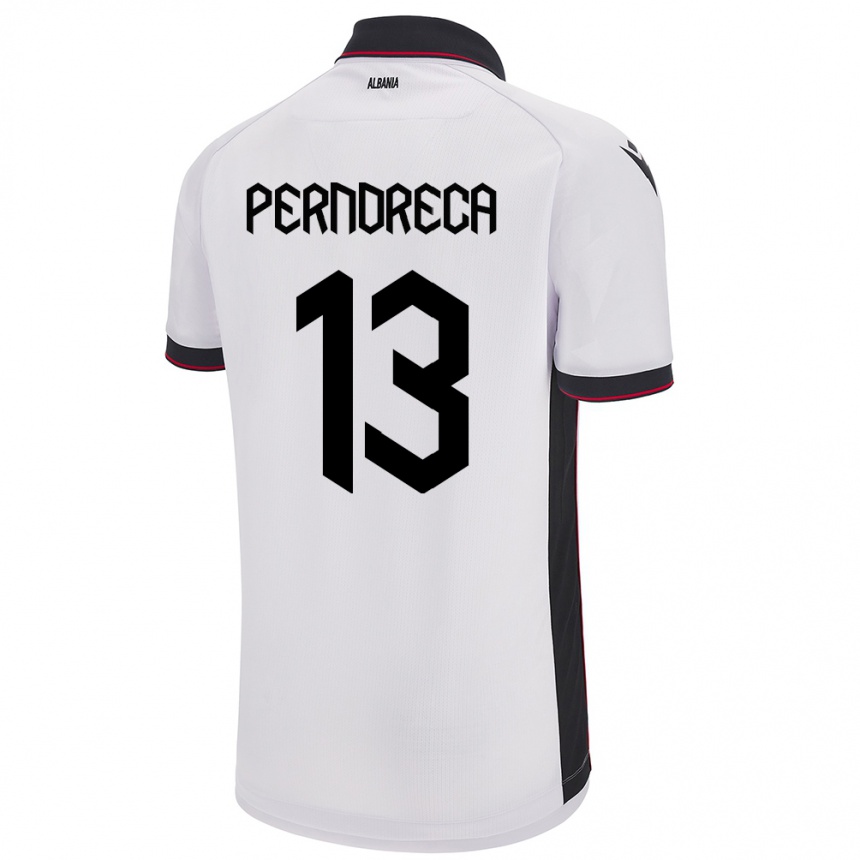 Moteriškas Albanija Fabjan Perndreca #13 Baltas Išvykos Marškinėliai 24-26 T-Shirt