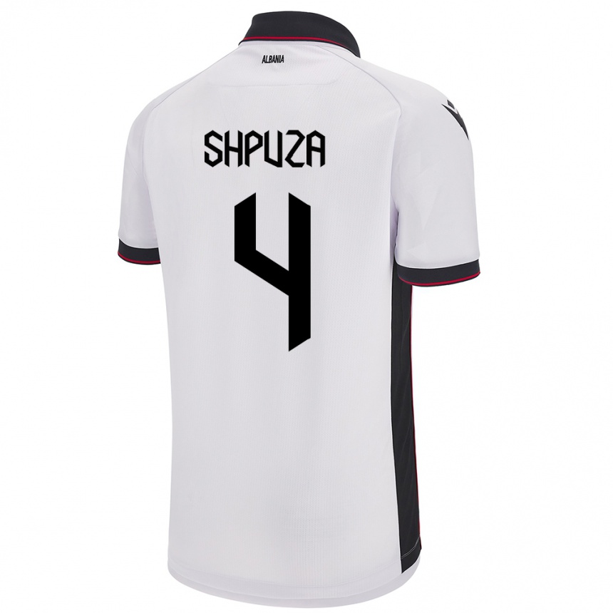 Moteriškas Albanija Kleo Shpuza #4 Baltas Išvykos Marškinėliai 24-26 T-Shirt