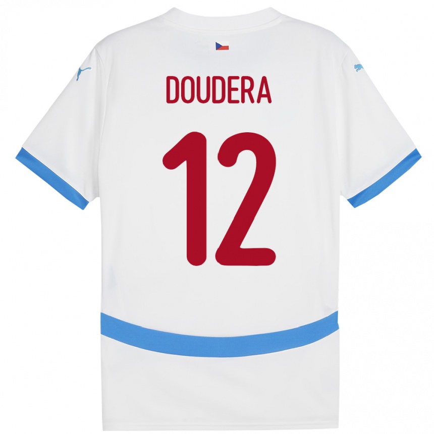 Moteriškas Čekija David Doudera #12 Baltas Išvykos Marškinėliai 24-26 T-Shirt