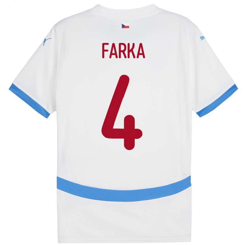 Moteriškas Čekija Dominik Farka #4 Baltas Išvykos Marškinėliai 24-26 T-Shirt