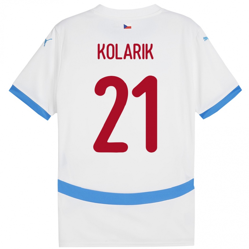 Moteriškas Čekija Josef Kolarik #21 Baltas Išvykos Marškinėliai 24-26 T-Shirt