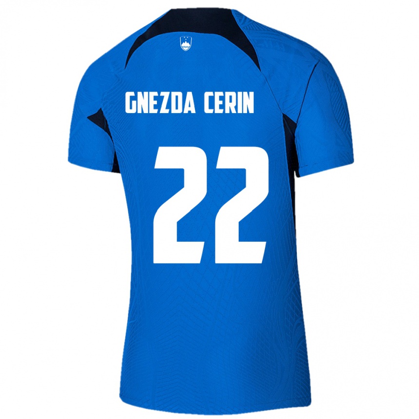 Moteriškas Slovėnija Adam Gnezda Cerin #22 Mėlyna Išvykos Marškinėliai 24-26 T-Shirt