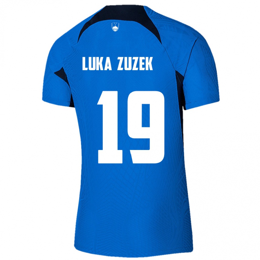 Moteriškas Slovėnija Zan Luka Zuzek #19 Mėlyna Išvykos Marškinėliai 24-26 T-Shirt