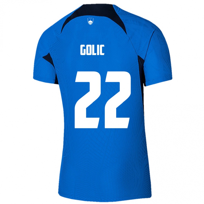 Moteriškas Slovėnija Tilen Golic #22 Mėlyna Išvykos Marškinėliai 24-26 T-Shirt