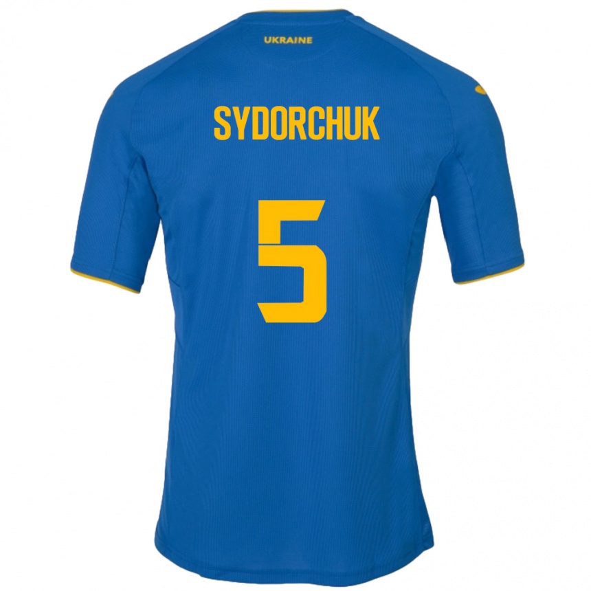 Moteriškas Ukraina Sergiy Sydorchuk #5 Mėlyna Išvykos Marškinėliai 24-26 T-Shirt