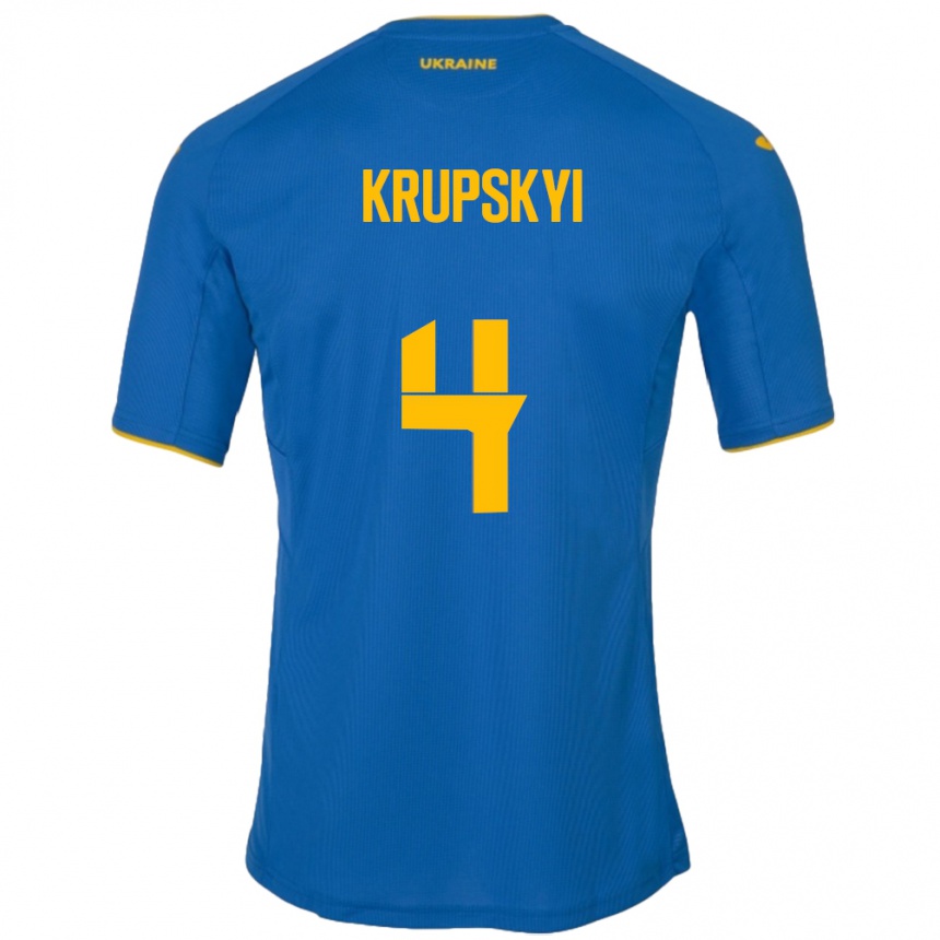 Moteriškas Ukraina Ilya Krupskyi #4 Mėlyna Išvykos Marškinėliai 24-26 T-Shirt