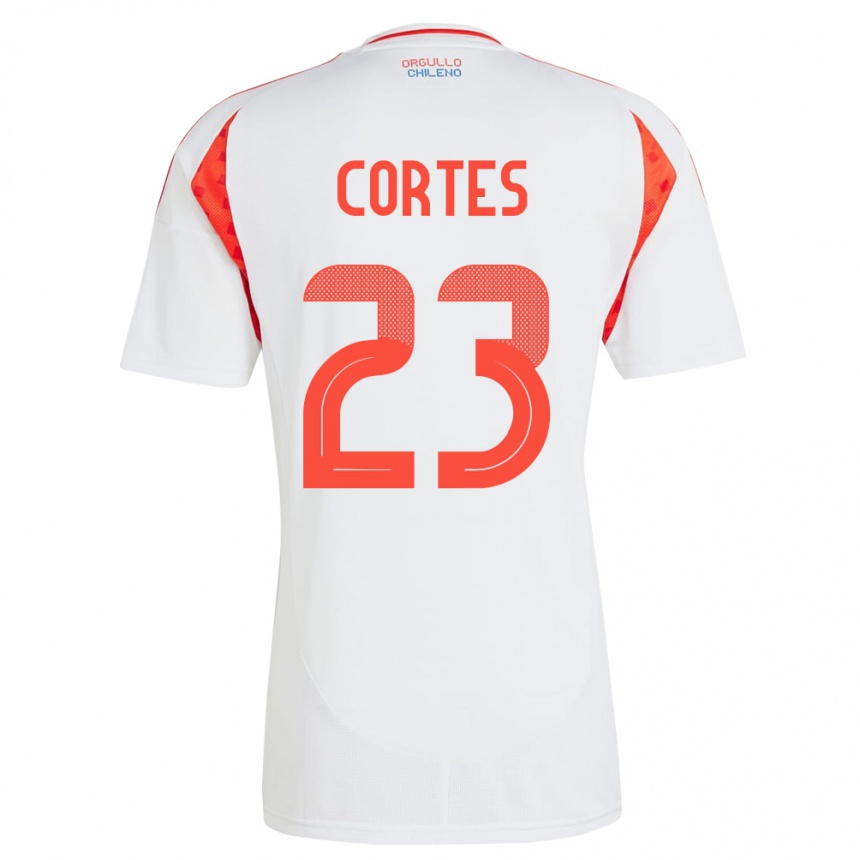 Moteriškas Čilė Brayan Cortés #23 Baltas Išvykos Marškinėliai 24-26 T-Shirt