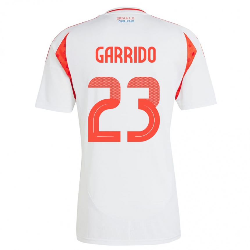 Moteriškas Čilė Pedro Garrido #23 Baltas Išvykos Marškinėliai 24-26 T-Shirt