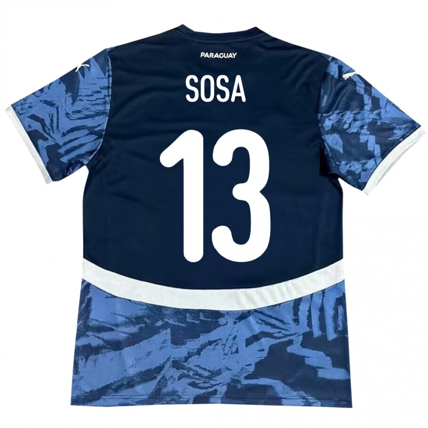 Moteriškas Paragvajus Alex Sosa #13 Mėlyna Išvykos Marškinėliai 24-26 T-Shirt