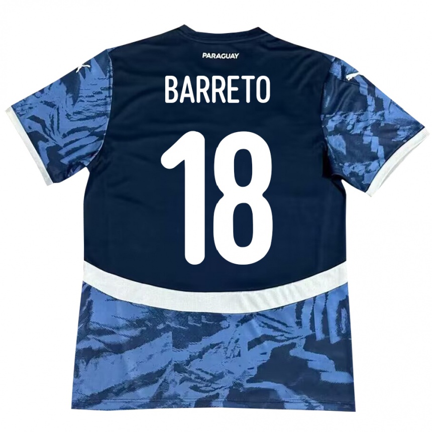 Moteriškas Paragvajus Liz Barreto #18 Mėlyna Išvykos Marškinėliai 24-26 T-Shirt