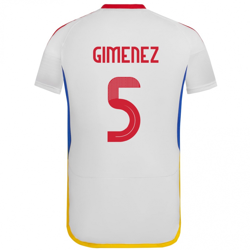 Moteriškas Venesuela Yenifer Giménez #5 Baltas Išvykos Marškinėliai 24-26 T-Shirt