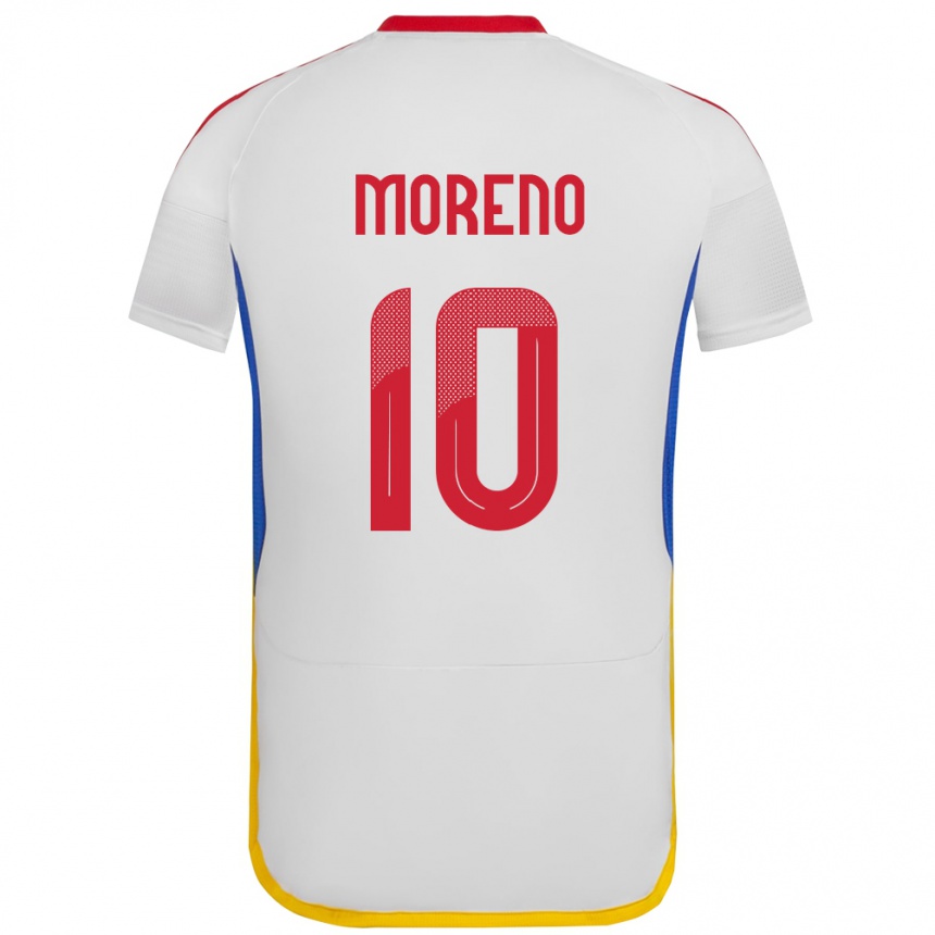 Moteriškas Venesuela Yerliane Moreno #10 Baltas Išvykos Marškinėliai 24-26 T-Shirt